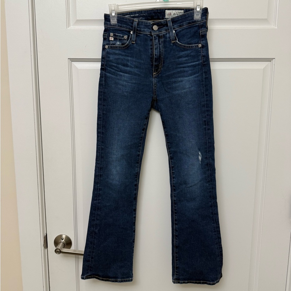 AG Adriano Goldschmied Dark Blue Farrah Boot Crop Jeans